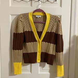 Block color cardigan sweater L